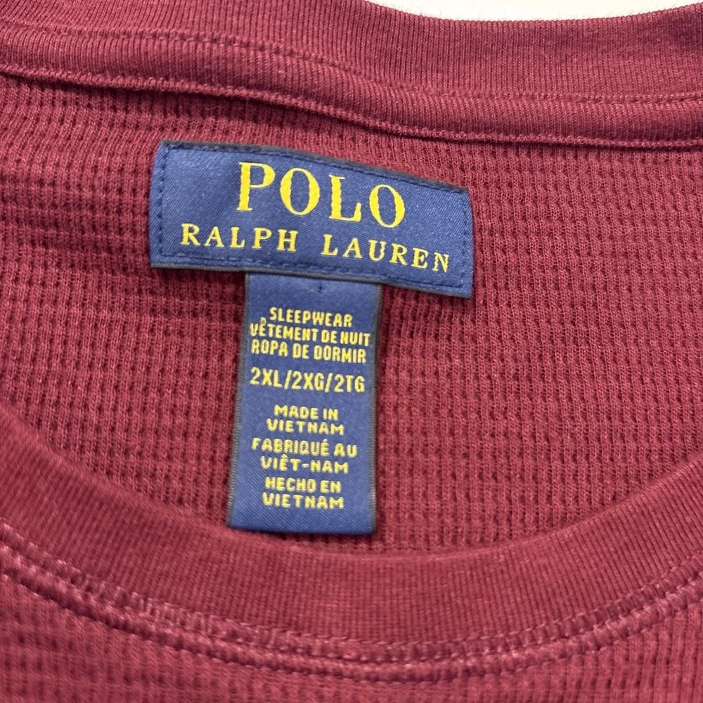 Ralph Lauren Polo Men's Sleepwear Pullover‎ Shirt Waffle Knit Burgandy XXL